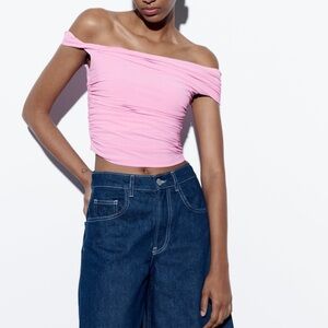 Zara Ruched Asymmetrical Top